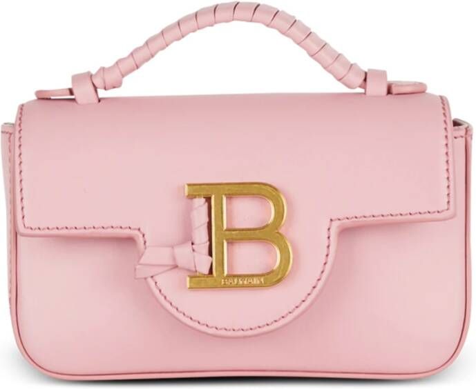 Balmain Mini gladleren tas met B-sluiting Pink Dames