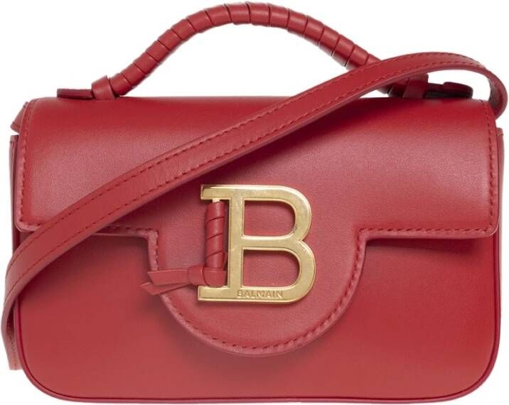 Balmain Smooth leather B-Buzz mini bag Rood Dames