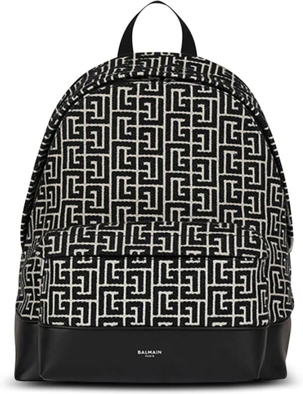 Balmain Backpack with jacquard monogram Black Heren