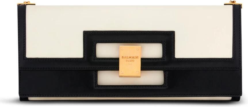 Balmain Oversized black and white leather 1945 Heritage clutch bag White Dames - Foto 5