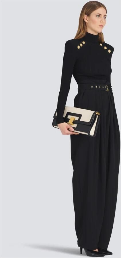 Balmain Oversized black and white leather 1945 Heritage clutch bag White Dames - Foto 3