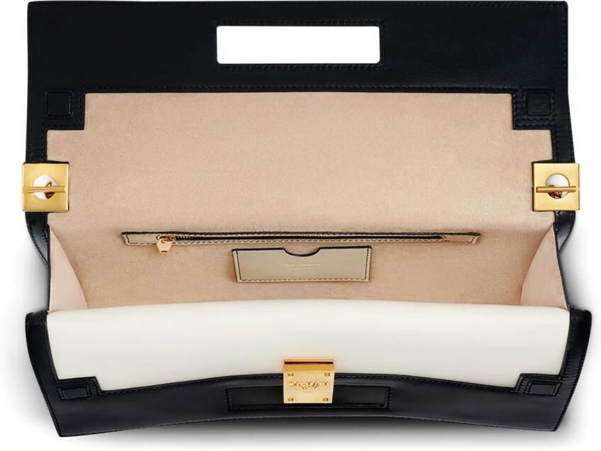 Balmain Oversized black and white leather 1945 Heritage clutch bag White Dames - Foto 2
