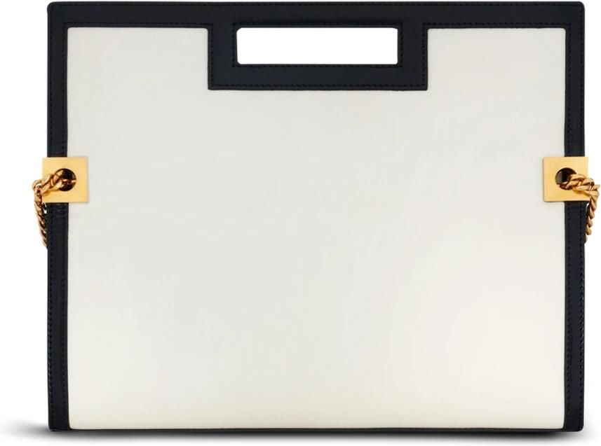 Balmain Oversized black and white leather 1945 Heritage clutch bag White Dames
