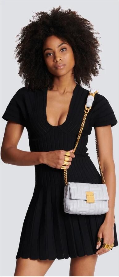 Balmain Kleine zachte 1945 tas in gewatteerd leer Gray Dames - Foto 4