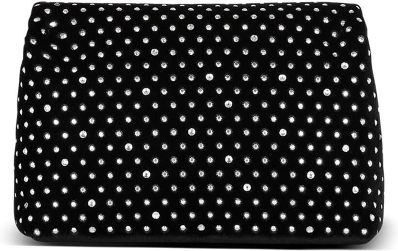 Balmain 1945 Zachte mini fluwelen en kristallen tas Black Dames - Foto 3