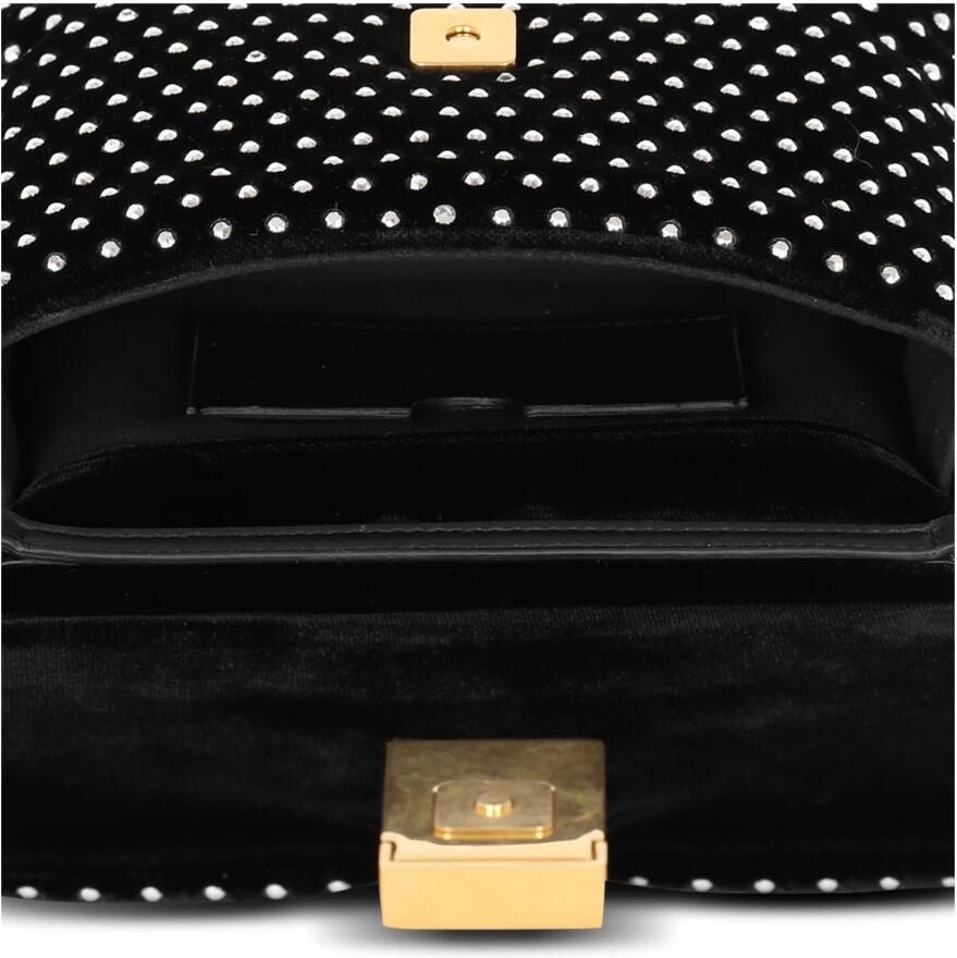 Balmain 1945 Zachte mini fluwelen en kristallen tas Black Dames
