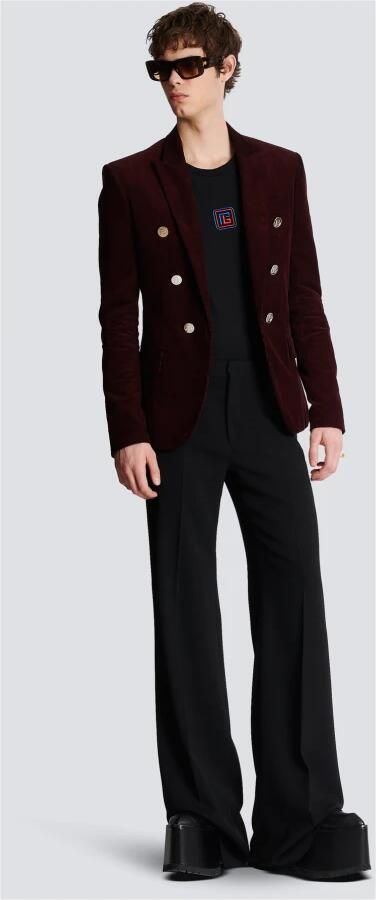 Balmain Fluwelen jasje met 6 knopen Rood Heren - Foto 5