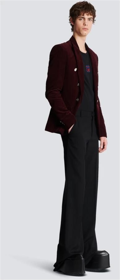 Balmain Fluwelen jasje met 6 knopen Rood Heren - Foto 4