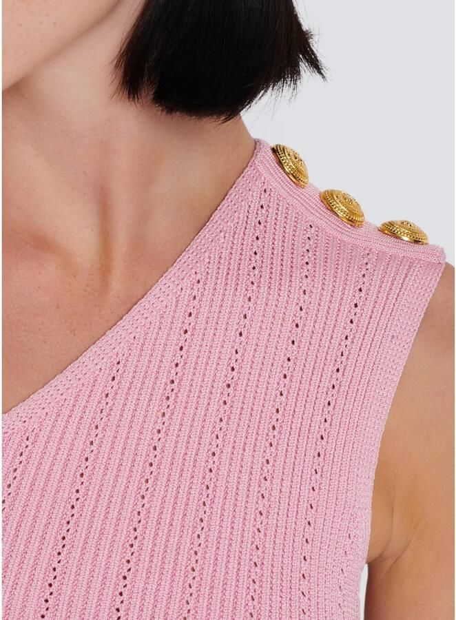 Balmain Asymmetrische gebreide top met knopen Pink Dames - Foto 2