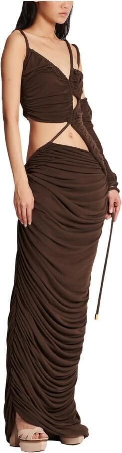Balmain Lange asymmetrische jurk van gedrapeerd jersey Brown Dames - Foto 8