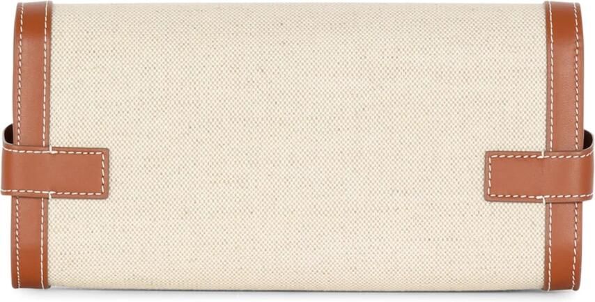Balmain B-Buzz 23 leather and canvas clutch bag Brown Dames - Foto 5