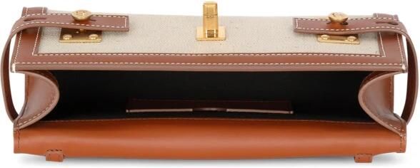 Balmain B-Buzz 23 leather and canvas clutch bag Brown Dames - Foto 10