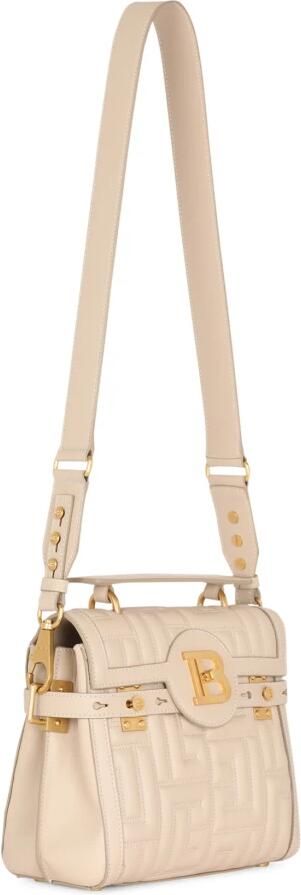 Balmain B-Buzz 23 tas in monogram gewatteerd leer Beige Dames - Foto 5