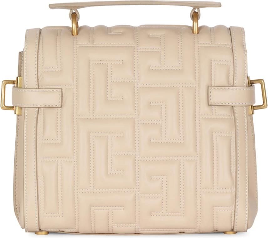 Balmain B-Buzz 23 tas in monogram gewatteerd leer Beige Dames - Foto 3