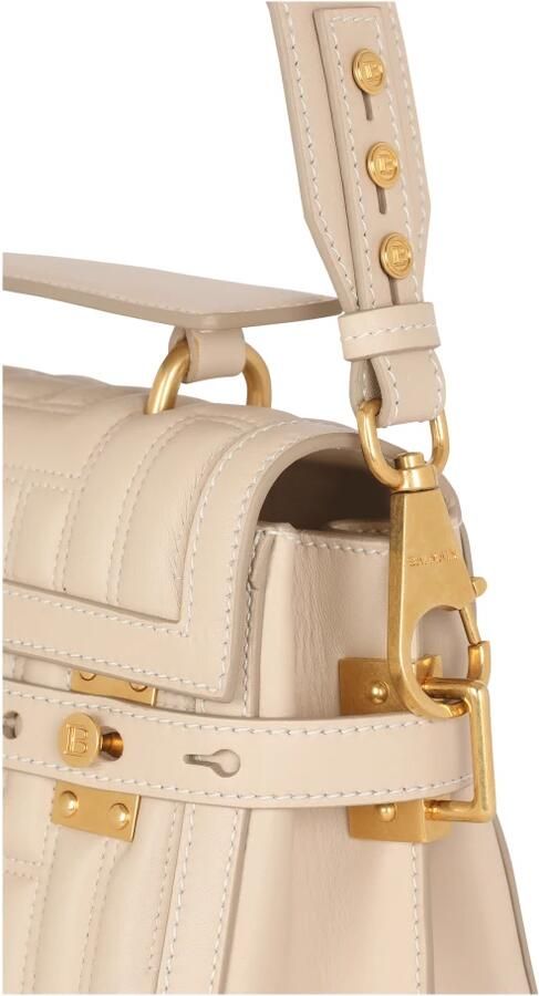 Balmain B-Buzz 23 tas in monogram gewatteerd leer Beige Dames - Foto 4
