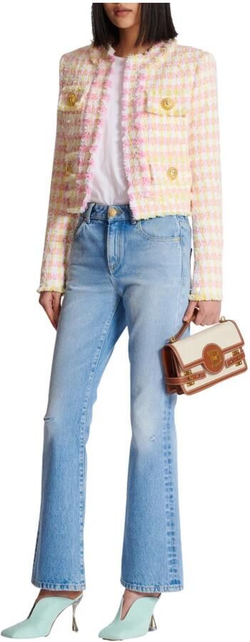 Balmain B-Buzz 24 canvas en leren tas Beige Dames - Foto 7