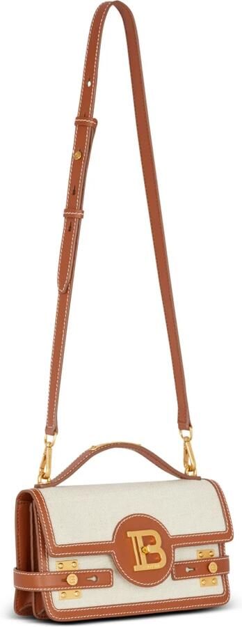 Balmain B-Buzz 24 canvas en leren tas Beige Dames - Foto 8