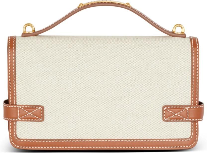 Balmain B-Buzz 24 canvas en leren tas Beige Dames - Foto 4