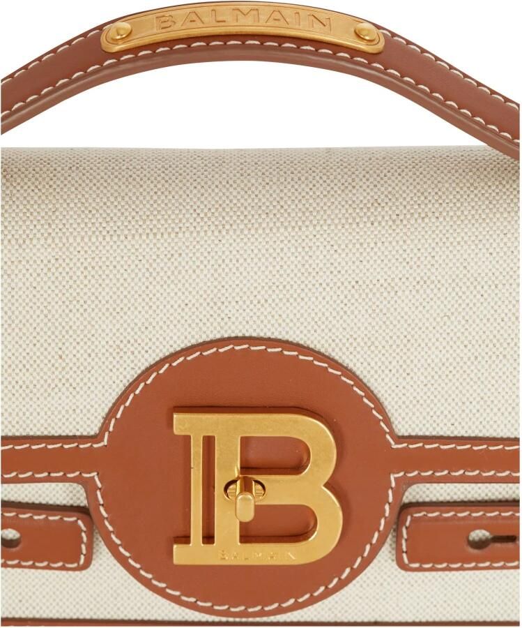 Balmain B-Buzz 24 canvas en leren tas Beige Dames - Foto 2