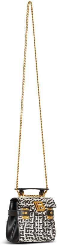 Balmain B-Buzz Mini 12 tas in reliëf kalfsleer met PB Labyrint monogram Black Dames - Foto 6