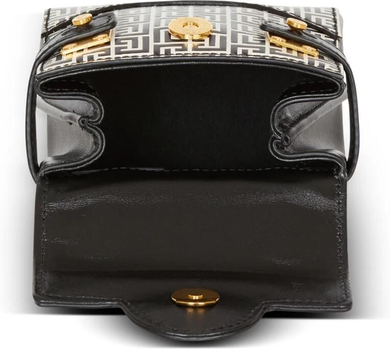 Balmain B-Buzz Mini 12 tas in reliëf kalfsleer met PB Labyrint monogram Black Dames - Foto 3
