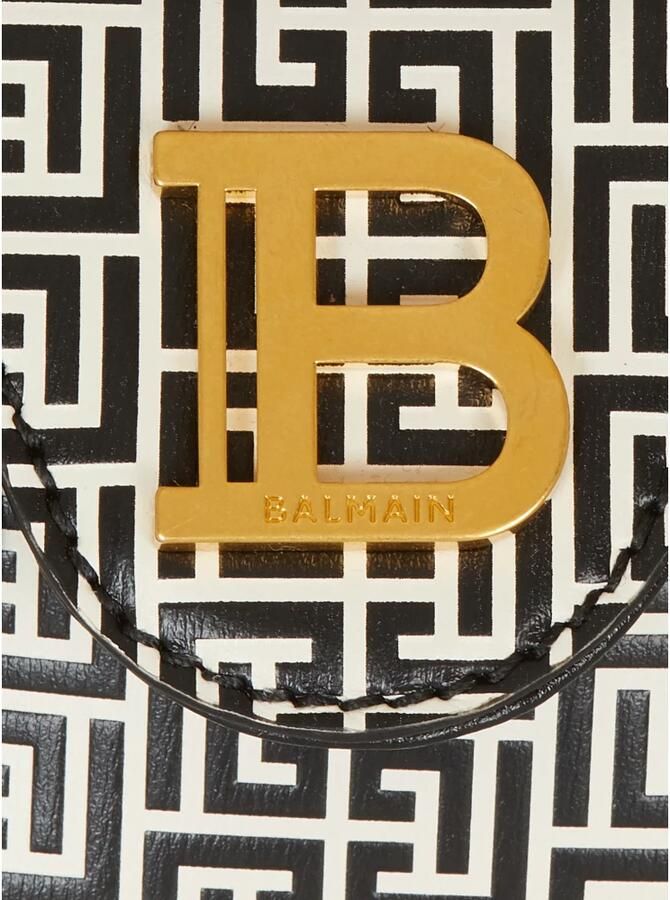 Balmain B-Buzz Mini 12 tas in reliëf kalfsleer met PB Labyrint monogram Black Dames - Foto 2