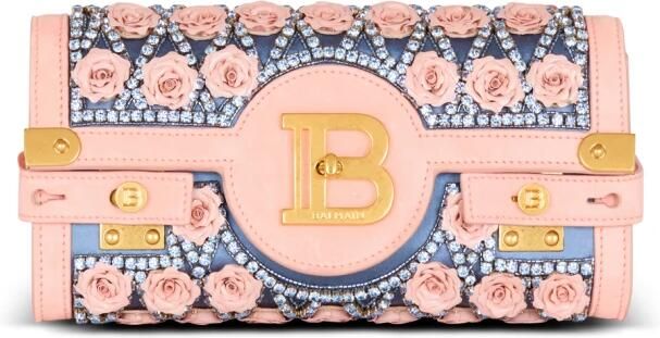 Balmain B-Buzz Pouch 23 geborduurd met Grid en Rozen Multicolor Dames - Foto 5