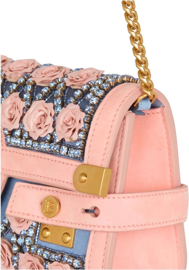 Balmain B-Buzz Pouch 23 geborduurd met Grid en Rozen Multicolor Dames - Foto 2