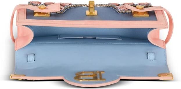 Balmain B-Buzz Pouch 23 geborduurd met Grid en Rozen Multicolor Dames - Foto 4