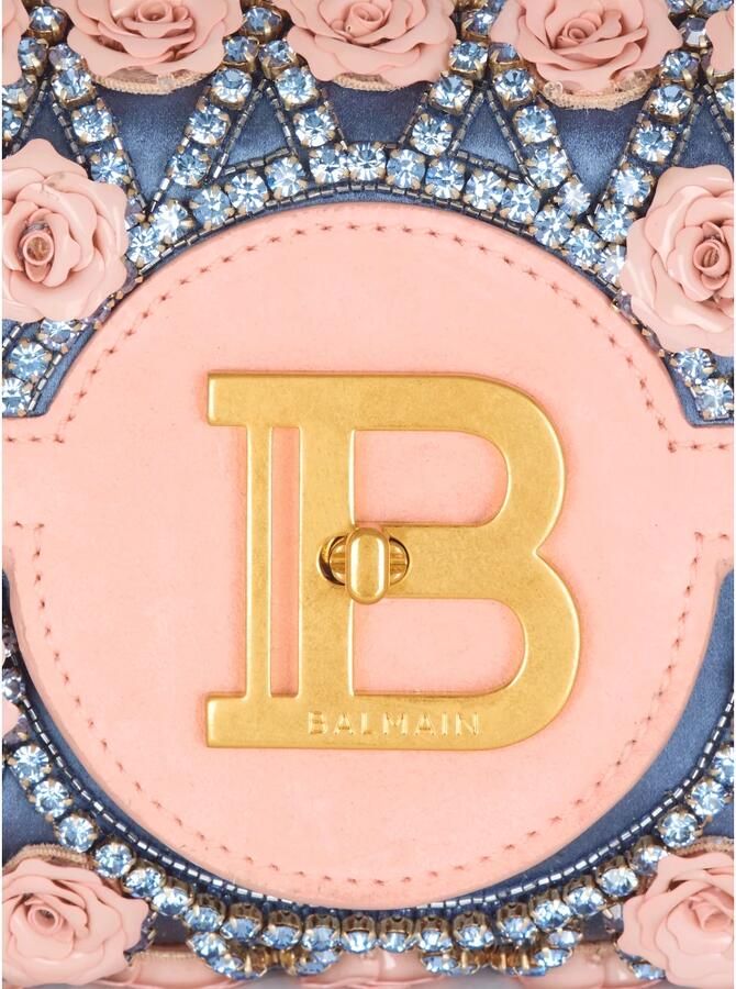 Balmain B-Buzz Pouch 23 geborduurd met Grid en Rozen Multicolor Dames