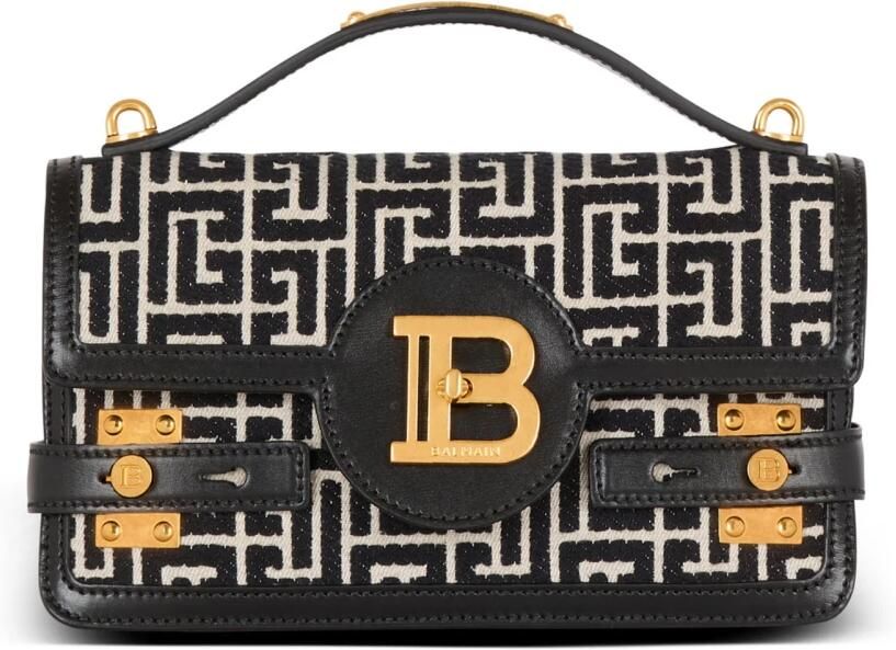 Balmain Shoppers B-Buzz Shoulder 24 Purse Cotton Ivory Black in zwart