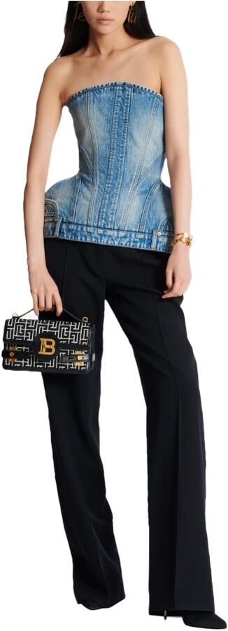 Balmain Shoppers B-Buzz Shoulder 24 Purse Cotton Ivory Black in zwart - Foto 7