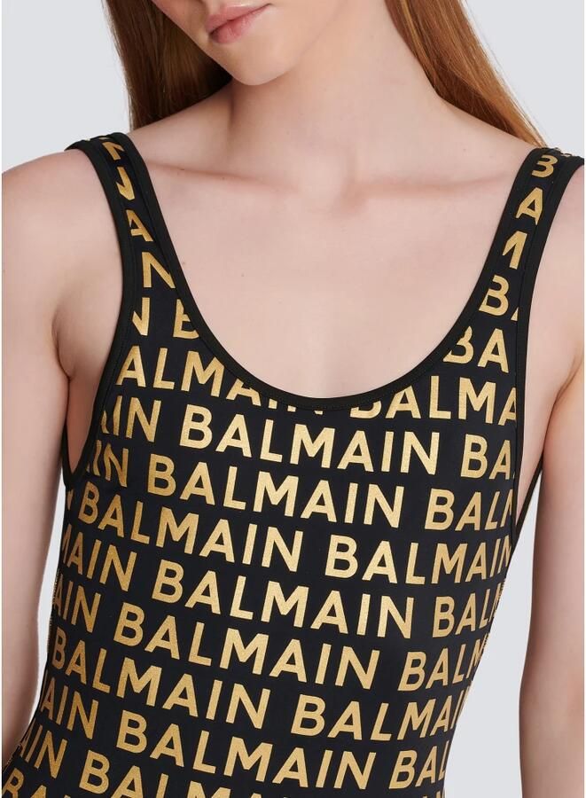 Balmain Badpak met metallic logo Zwart