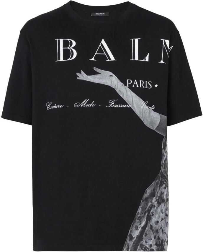 Balmain Bedrukt Casual T-shirt Black Heren