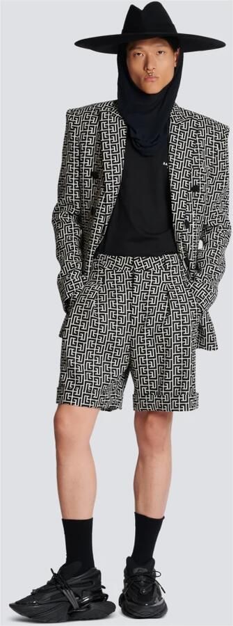 Balmain Bermuda en laine à monogramme Black Heren - Foto 5
