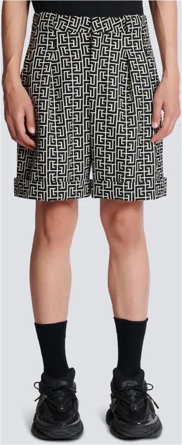 Balmain Bermuda en laine à monogramme Black Heren - Foto 4