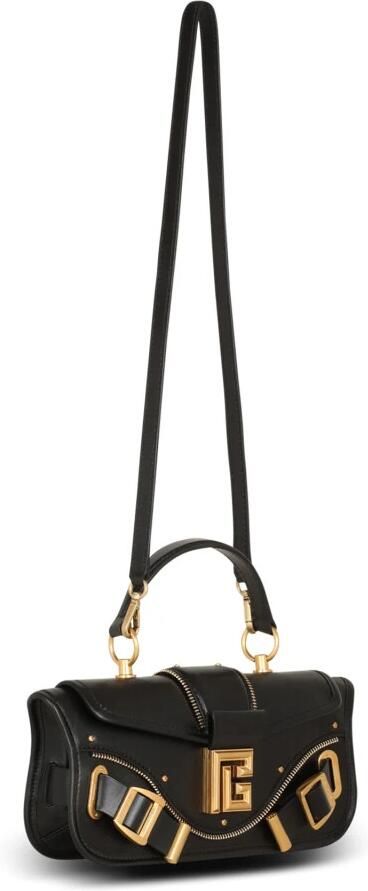 Balmain Zwarte Leren Foldover Tas met Gouden Metalen Hardware Black Dames - Foto 5