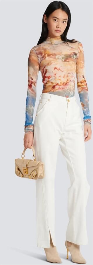 Balmain Blaze clutch bag in smooth leather Beige Dames - Foto 5