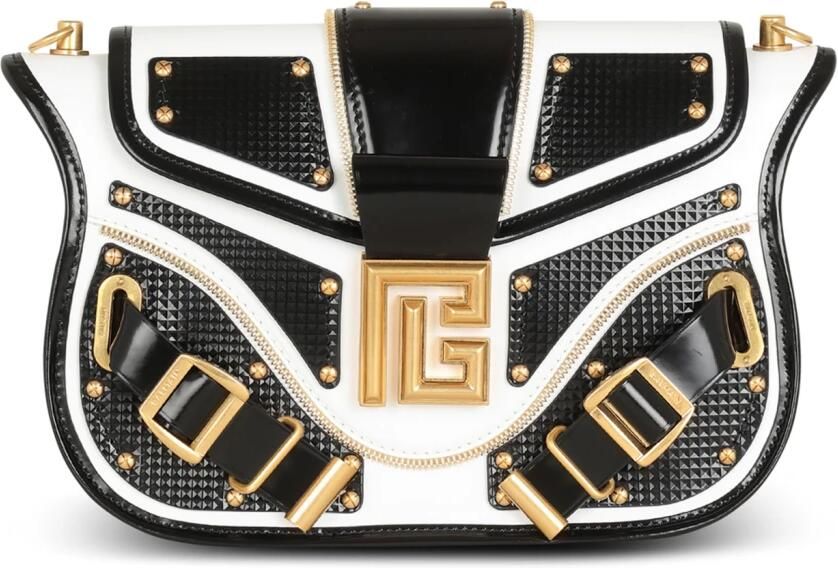 Balmain Blaze bag in smooth two-tone leather Zwart Dames - Foto 6