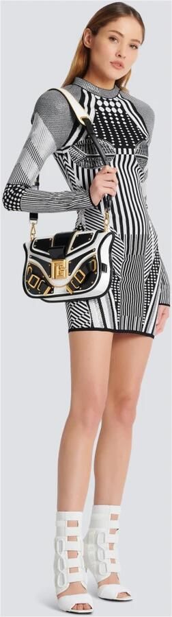 Balmain Blaze bag in smooth two-tone leather Zwart Dames - Foto 5