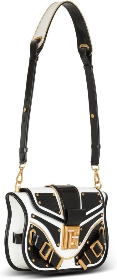 Balmain Blaze bag in smooth two-tone leather Zwart Dames - Foto 4