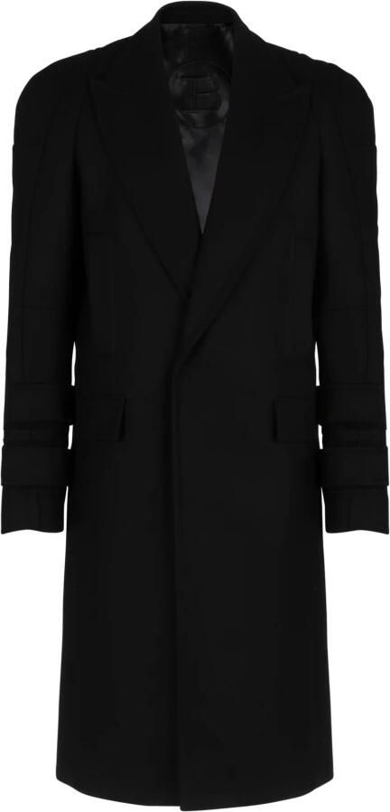 Balmain Lange wollen jas Black Heren - Foto 6