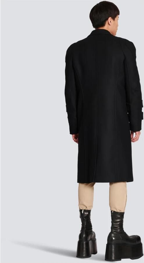 Balmain Lange wollen jas Black Heren - Foto 4