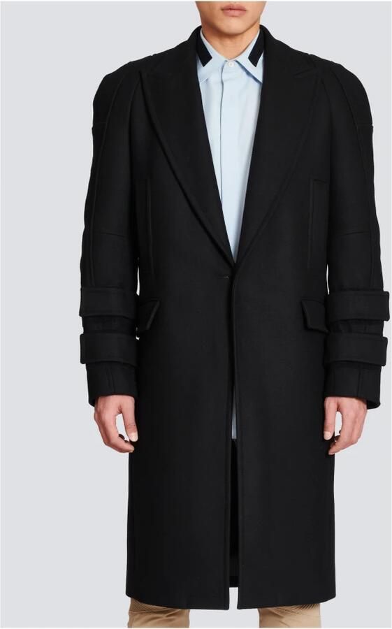 Balmain Lange wollen jas Black Heren - Foto 2