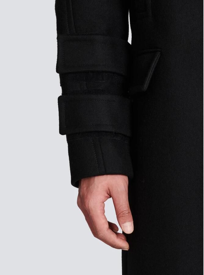 Balmain Lange wollen jas Black Heren