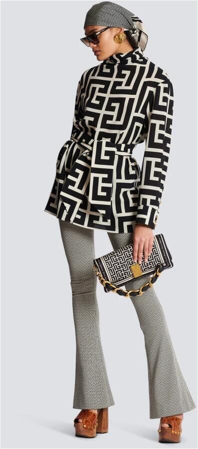 Balmain Blouse met monogramprint en ceintuur Meerkleurig Dames - Foto 4