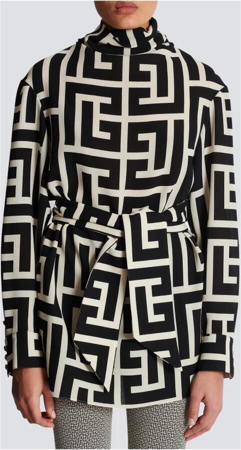 Balmain Blouse met monogramprint en ceintuur Meerkleurig Dames - Foto 3