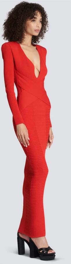Balmain Robe bodycon en maille Rood Dames - Foto 6
