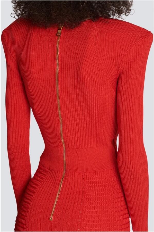 Balmain Robe bodycon en maille Rood Dames