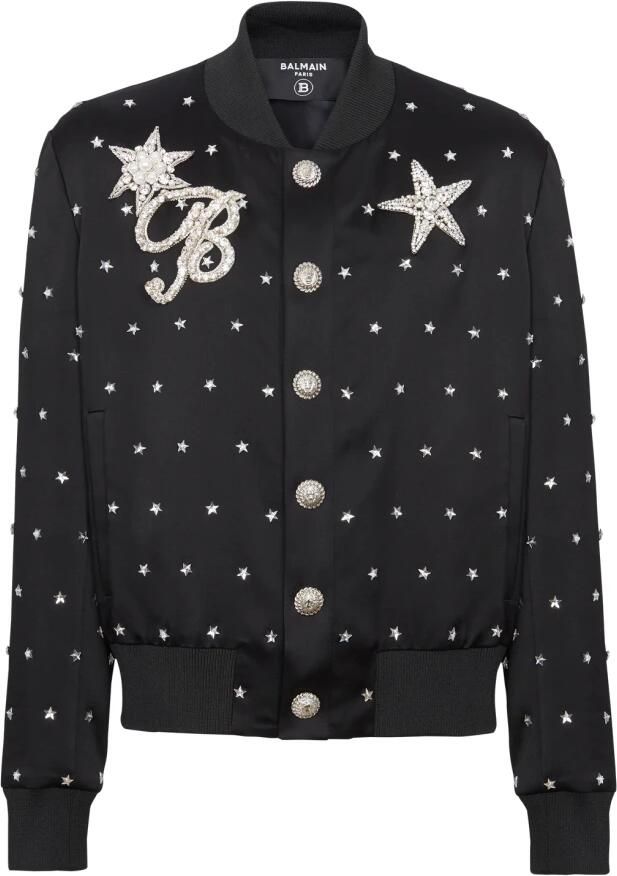 Balmain Bomberjack met geborduurde sterren Black Heren - Foto 7